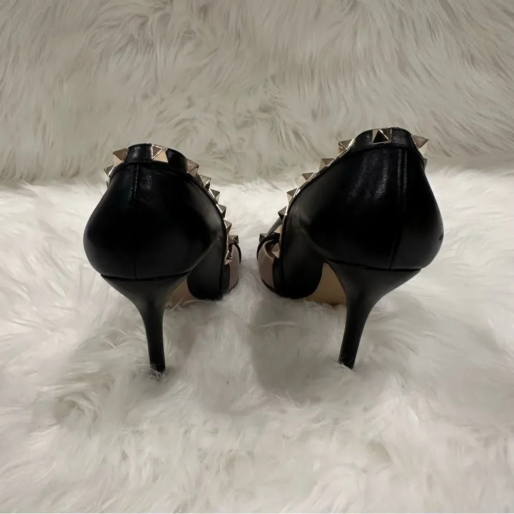 VALENTINO GARAVANI Nappa Rockstud Cross Strap d'Orsay Pumps